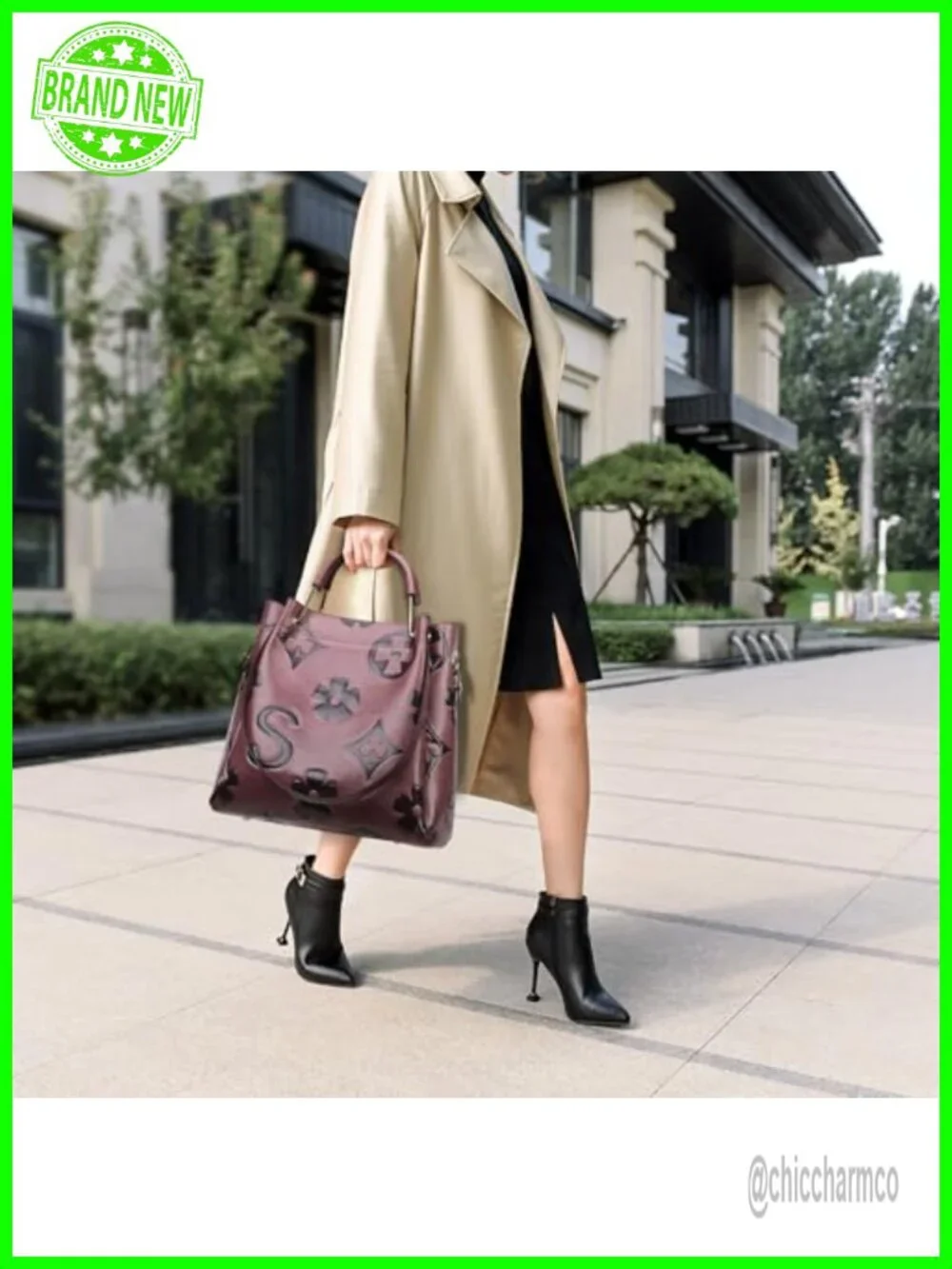 Floral Embossed Vegan Leather Top Handle Satchel Handbag Set Bucket Tote